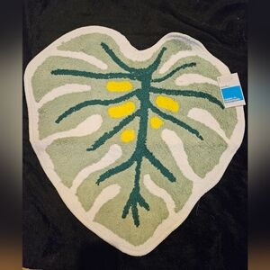 Tropical Palm Leaf Bathroom Non Skid Accent Rug Mat Green Yellow White NWT